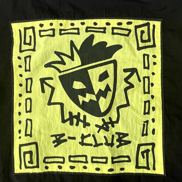 Vtg 80s 90s B-Club Baseball Jacket S/M Black Neon Yellow Coat Snap Baseball - Picture 6 of 12